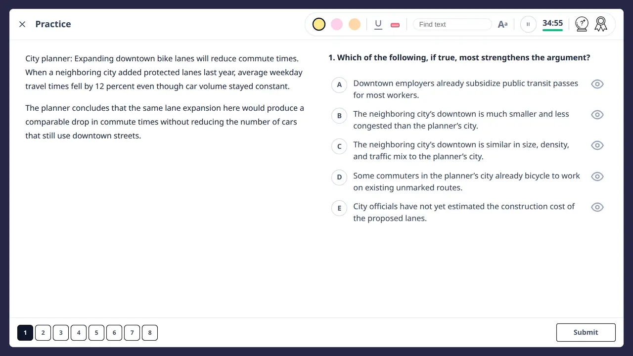 Practice screenshot in light mode